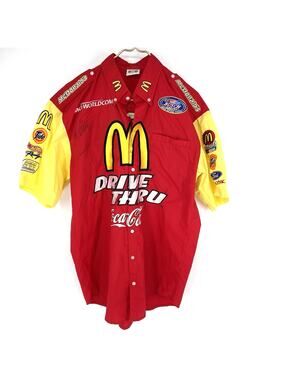 Vintage McDonalds NASCAR Racing Team Shirt Andy Houston Signed Mens L